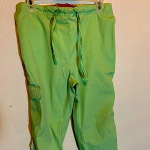 🌸Green & pink scrub pants